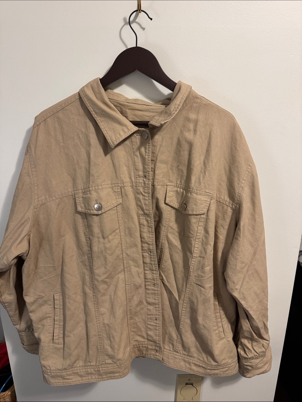 Beige Women’s Utility Jacket - Casual Lightweight Coat